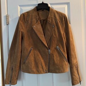 BLANKNYC Cognac Suede Moto Jacket Leather Asymmetrical Zip Size L